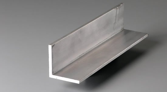 Extruded aluminium angle profiles stacked at HAQ Aluminium manufacturing plant